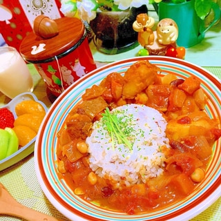 塩豚(̂•͈Ꙫ•͈⑅)̂୭トマトカレー煮込み